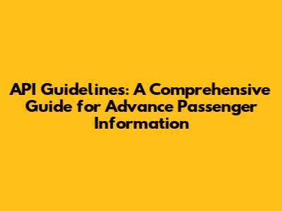API Guidelines: A Comprehensive Guide for Advance Passenger Information