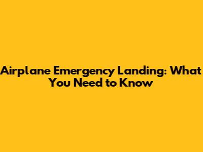Airplane Emergency Landing: What You Need to Know