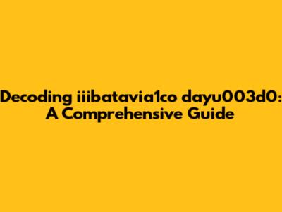Decoding iiibatavia1co dayu003d0: A Comprehensive Guide