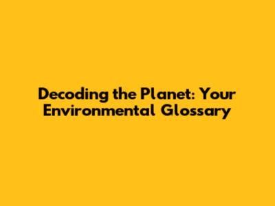 Decoding the Planet: Your Environmental Glossary