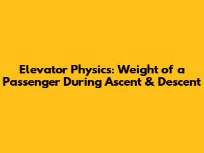 Elevator Physics: Weight of a Passenger During Ascent & Descent