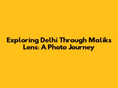 Exploring Delhi Through Malik's Lens: A Photo Journey