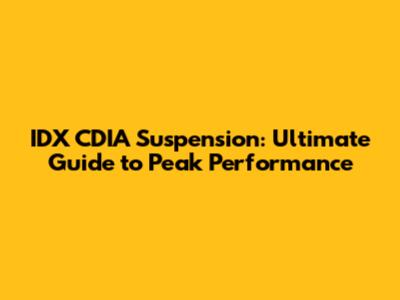 IDX CDIA Suspension: Ultimate Guide to Peak Performance