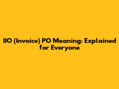 IIO (Invoice) PO Meaning: Explained for Everyone