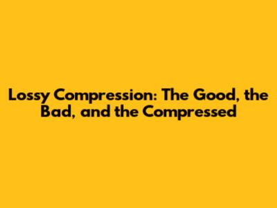 Lossy Compression: The Good, the Bad, and the Compressed