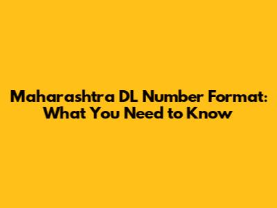 Maharashtra DL Number Format: What You Need to Know