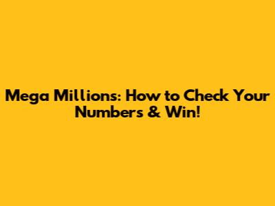 Mega Millions: How to Check Your Numbers & Win!