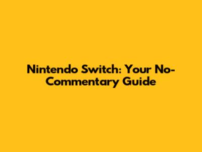 Nintendo Switch: Your No-Commentary Guide