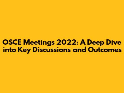 OSCE Meetings 2022: A Deep Dive into Key Discussions and Outcomes