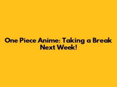 One Piece Anime: Taking a Break Next Week!