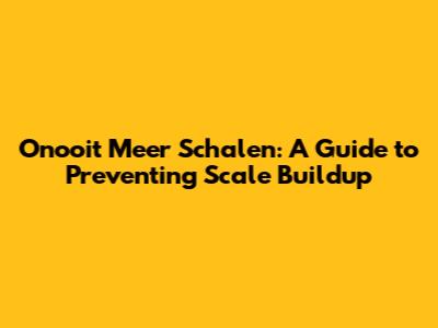 Onooit Meer Schalen: A Guide to Preventing Scale Buildup