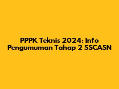 PPPK Teknis 2024: Info Pengumuman Tahap 2 SSCASN