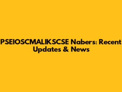 PSEIOSCMALIKSCSE Nabers: Recent Updates & News