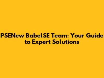 PSENew BabelSE Team: Your Guide to Expert Solutions