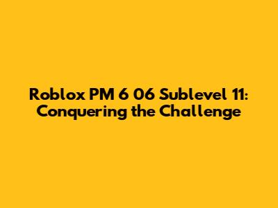 Roblox PM 6 06 Sublevel 11: Conquering the Challenge