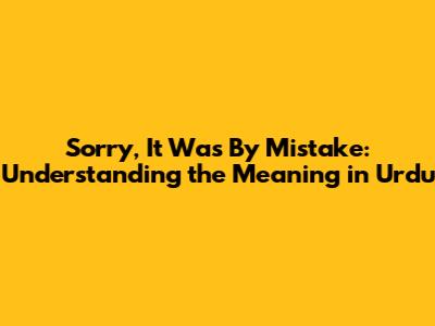 Sorry, It Was By Mistake: Understanding the Meaning in Urdu