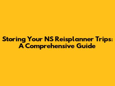 Storing Your NS Reisplanner Trips: A Comprehensive Guide