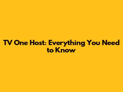 TV One Host: Everything You Need to Know