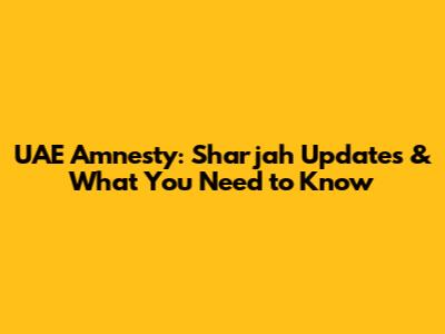 UAE Amnesty: Sharjah Updates & What You Need to Know