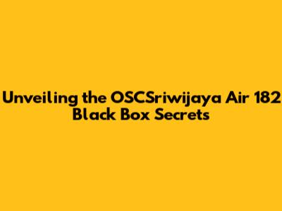 Unveiling the OSCSriwijaya Air 182 Black Box Secrets