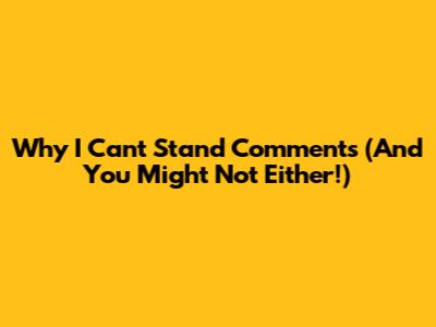 Why I Can't Stand Comments (And You Might Not Either!)